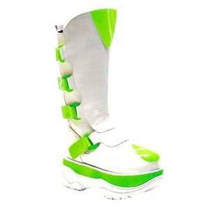 Demonia Lime Green and White Neptunia Boots